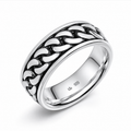 Heavyweight Chain Detail Spinner Ring – Solid Sterling Silver