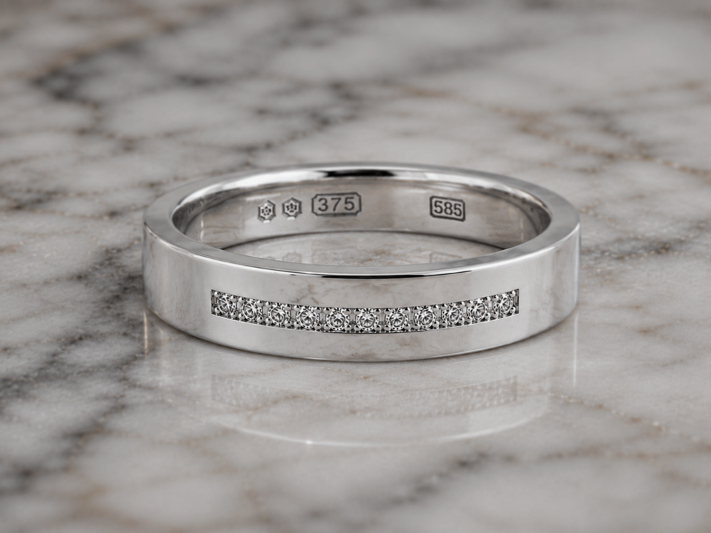 White Gold 0.17ct Natural Diamond Wedding Ring - 6mm