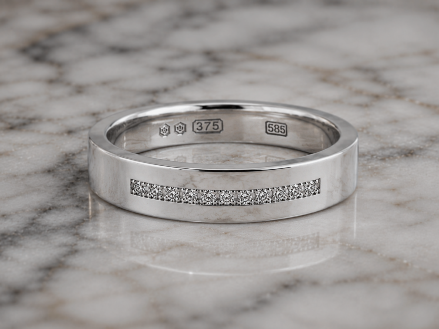 White Gold 0.17ct Natural Diamond Wedding Ring - 6mm