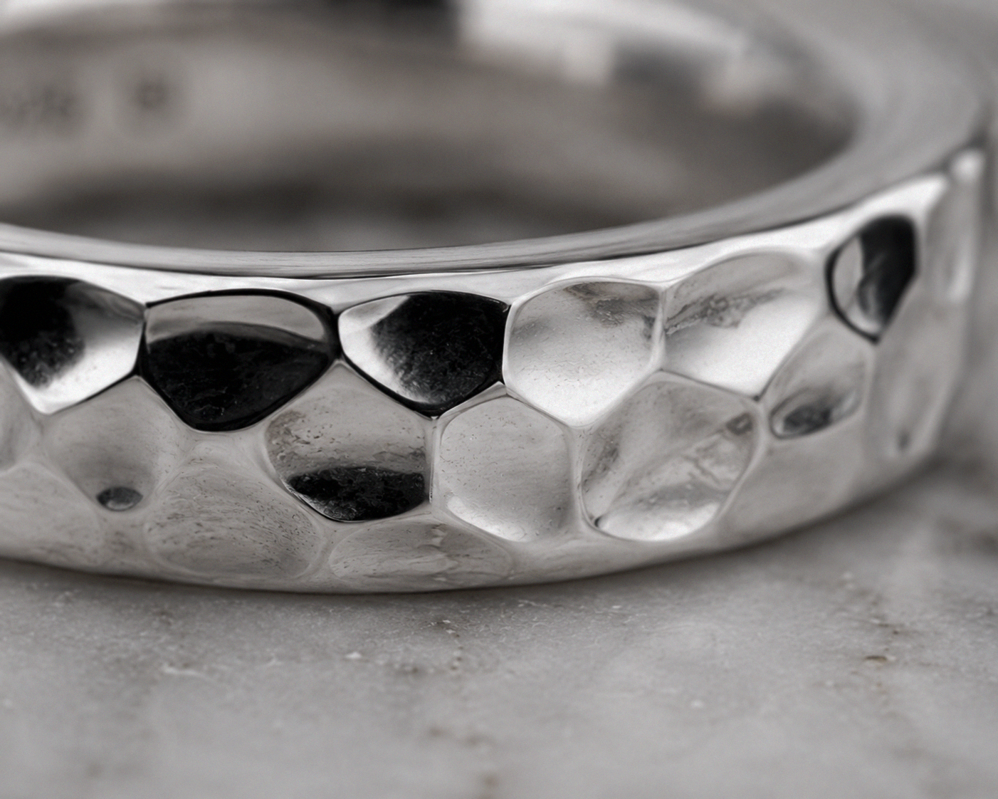 Hammered Sterling Silver Unisex Band Ring