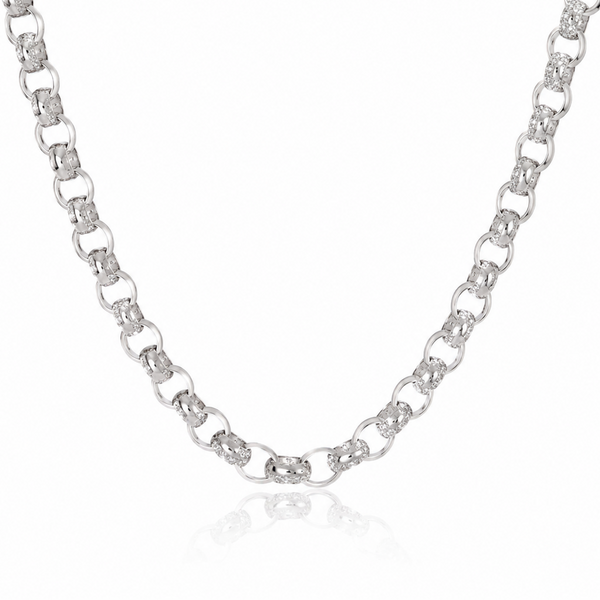 Silver Cubic Zirconia Belcher Chain 26"