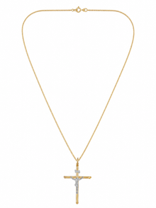 9ct Two-Tone Gold Crucifix Necklace 20 inch
