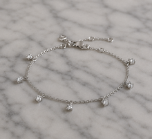 Diamonfire Sterling Silver Four Claw Set Zirconia Station Bracelet