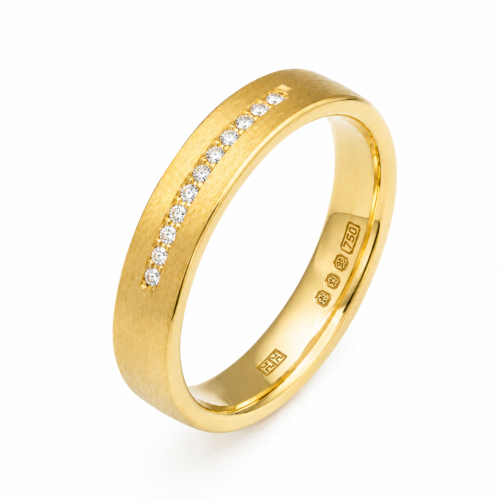 Yellow Gold 0.09ct Diamond Set Wedding Ring - 3.5mm