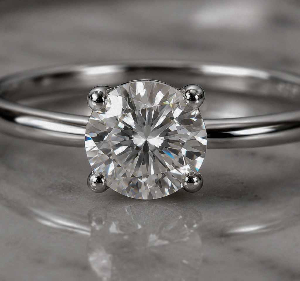 Sterling Silver Moissanite Solitaire Ring – 1.00ct Diamond Equivalent