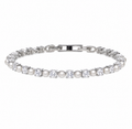 Diamonfire Sterling Silver Pearl and Zirconia Tennis Bracelet