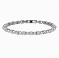 Diamonfire Sterling Silver Pearl and Zirconia Tennis Bracelet