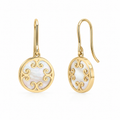 9ct Yellow Gold Mother of Pearl Swirl Drop Earrings