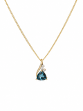 9ct Yellow Gold London Blue Topaz & White Topaz Trillion Pendant
