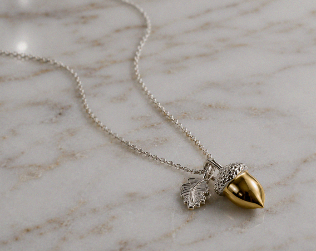 Laura Ashley Broadoak Two-Tone Silver Acorn Necklace