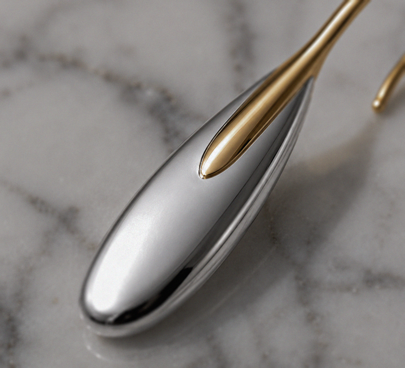 Elongated Pebble Drop Earrings in Sterling Silver with Yellow Gold Plating