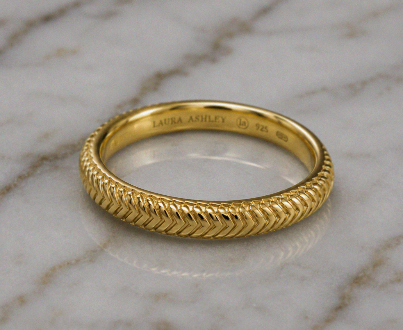 Laura Ashley Gold Plated Silver Basket Weave Band Ring