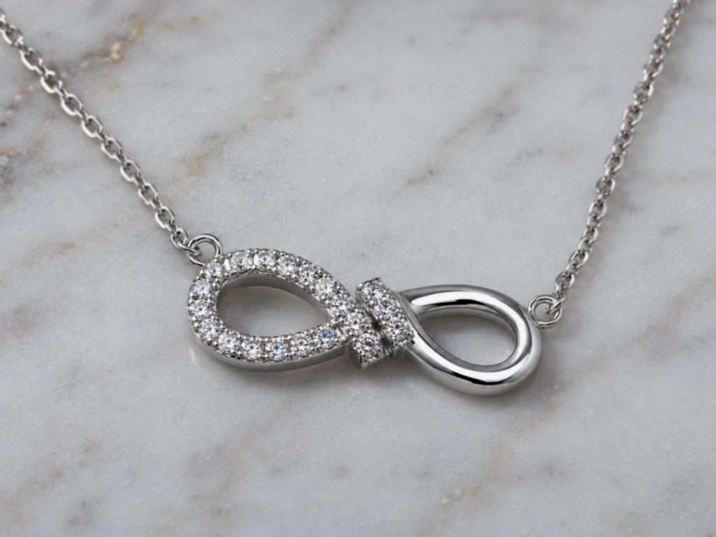 Sterling Silver Cubic Zirconia Infinity Necklace