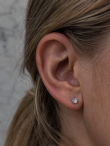 Sterling Silver CZ Labret Stud Earring – Flat Back Cartilage Helix Tragus Piercing