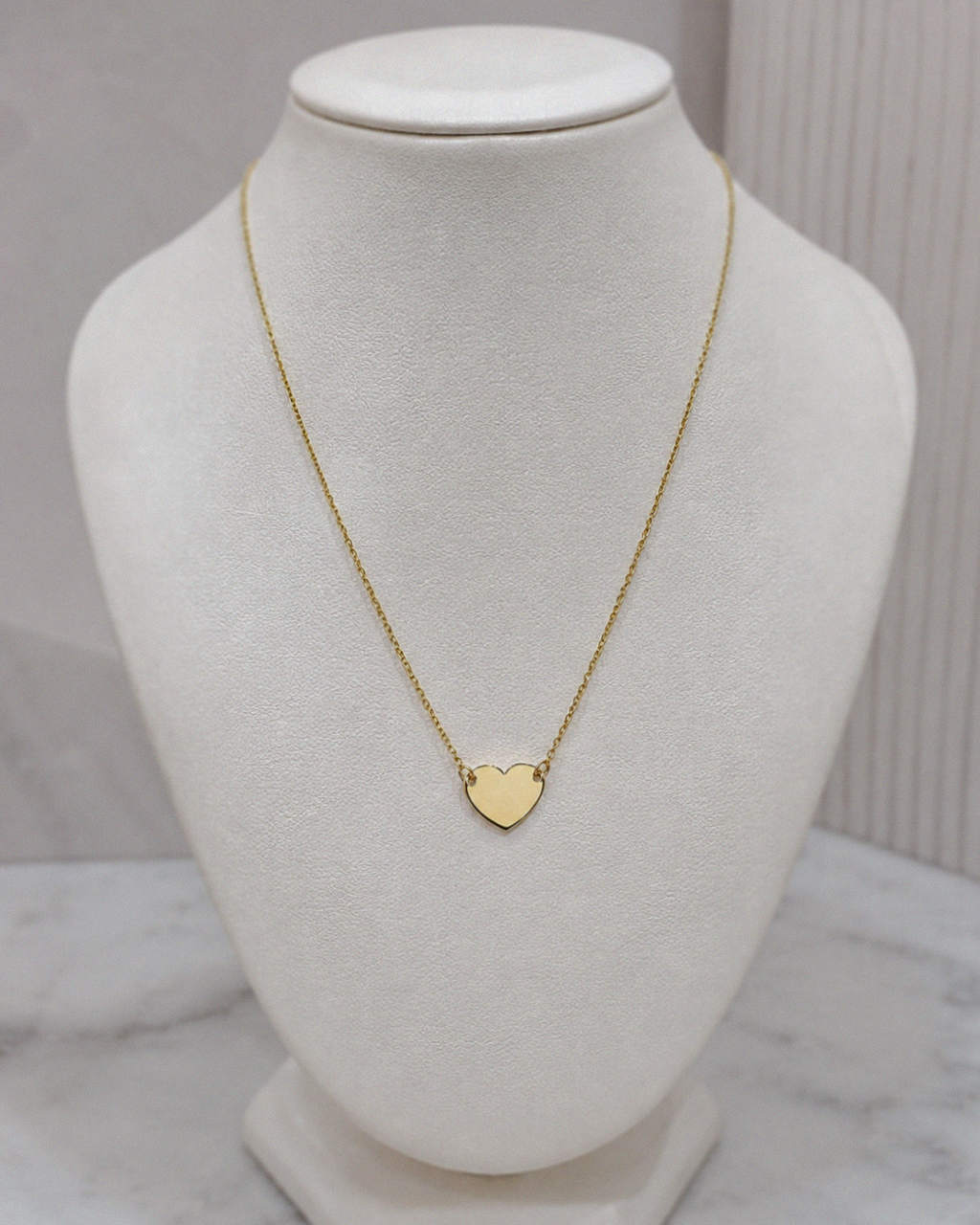 9ct Yellow Gold Plain Heart Necklace 16 Inch