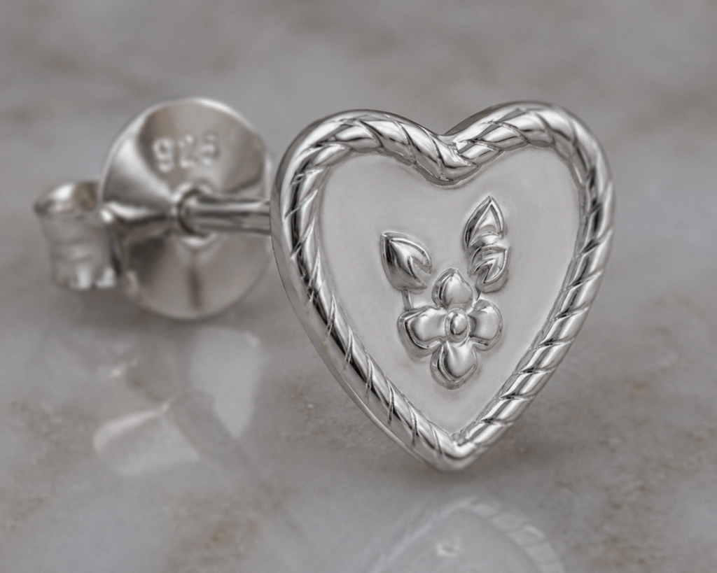 Laura Ashley Spring Posy Sterling Silver Heart Stud Earrings