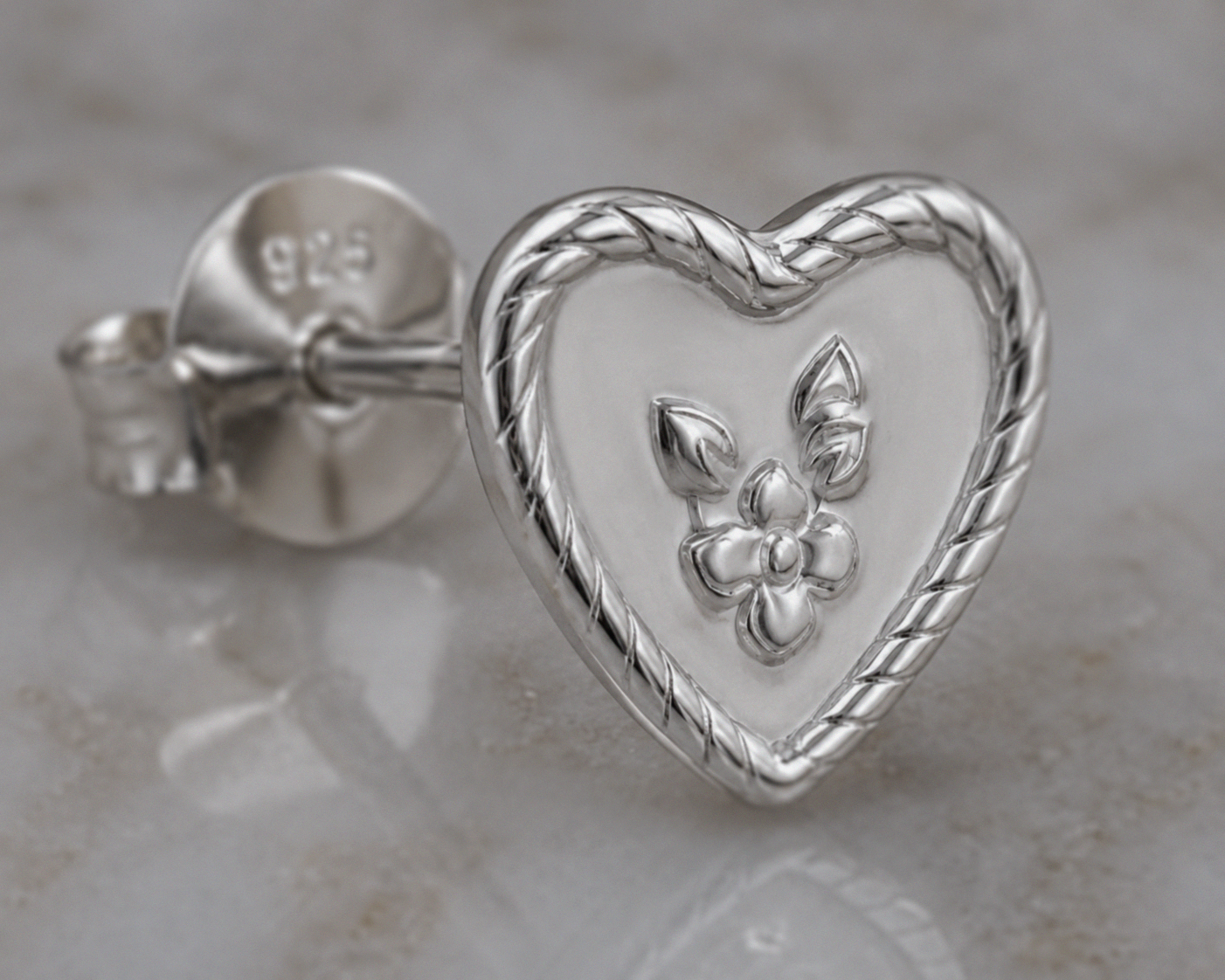 Laura Ashley Spring Posy Sterling Silver Heart Stud Earrings