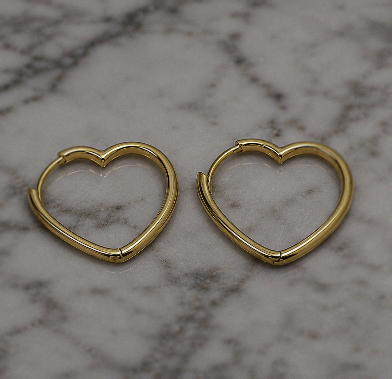 9ct Yellow Gold Open Heart Hoops