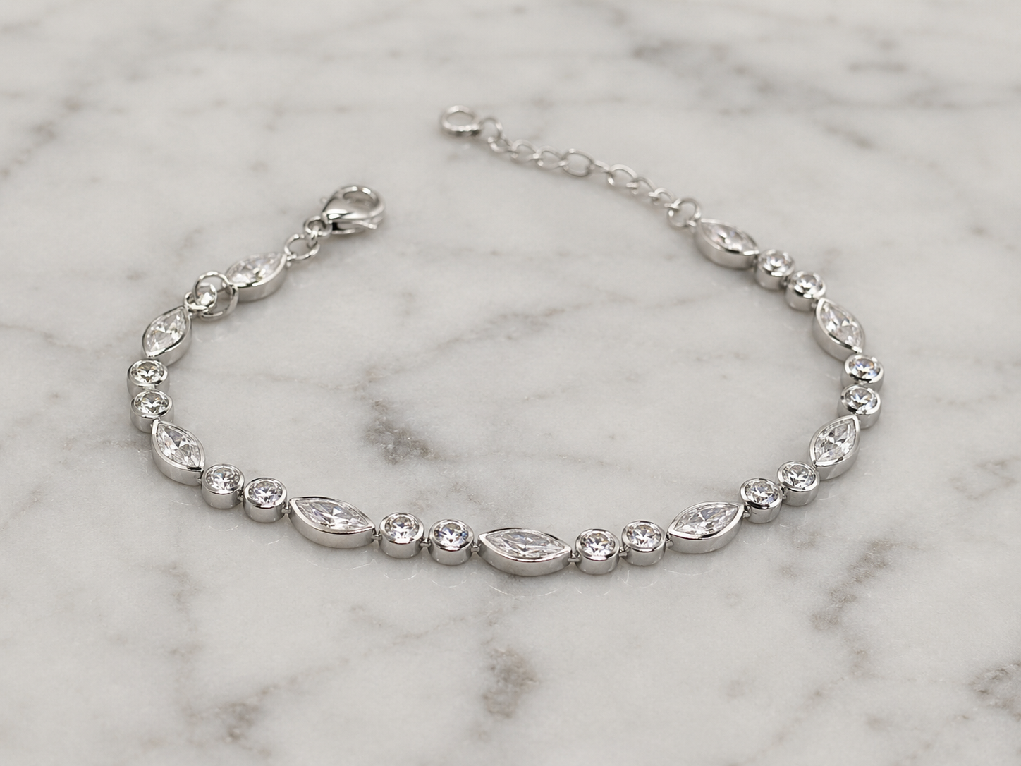 Sterling Silver Marquise Cubic Zirconia Bracelet