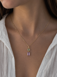 9ct Yellow Gold Toi et Moi Quartz & Rose de France Amethyst Pendant. (Chain not included)