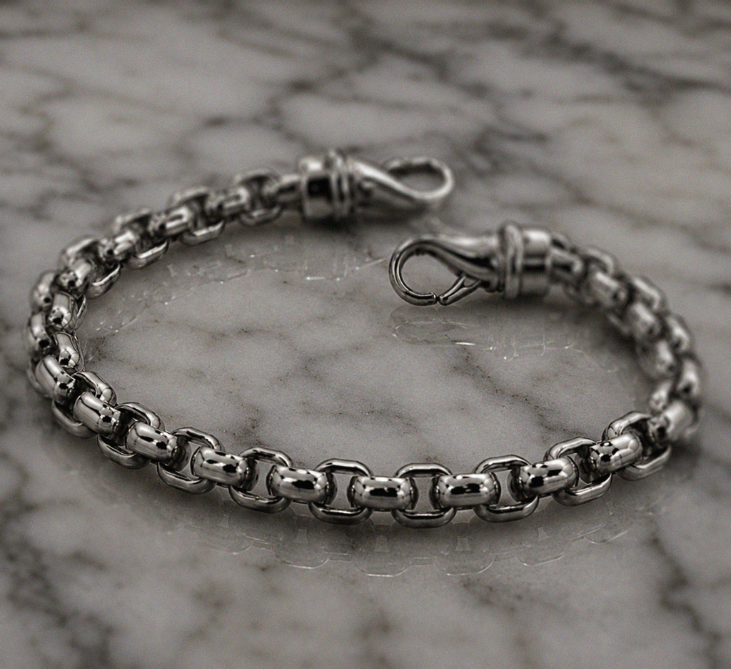 Men’s Large Belcher Link Bracelet – Polished Stainless Steel