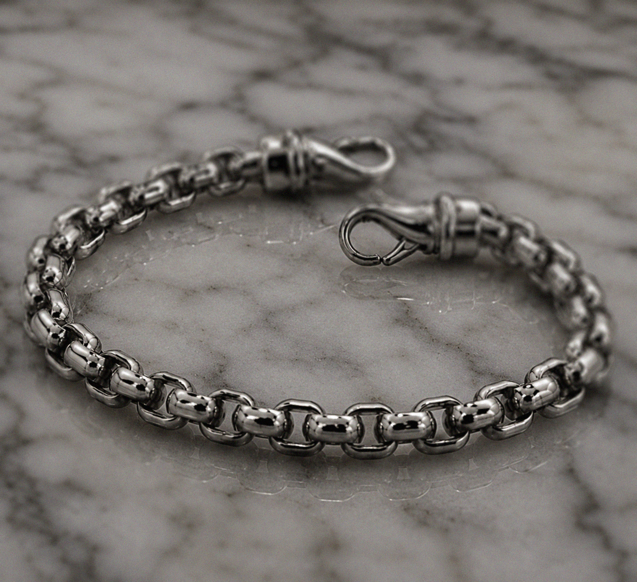 Men’s Large Belcher Link Bracelet – Polished Stainless Steel