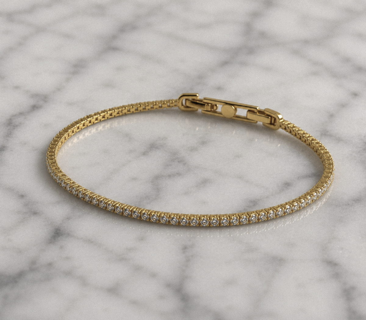 Diamonfire Yellow Gold Plated Sterling Silver Round Cut Zirconia Tennis Bracelet