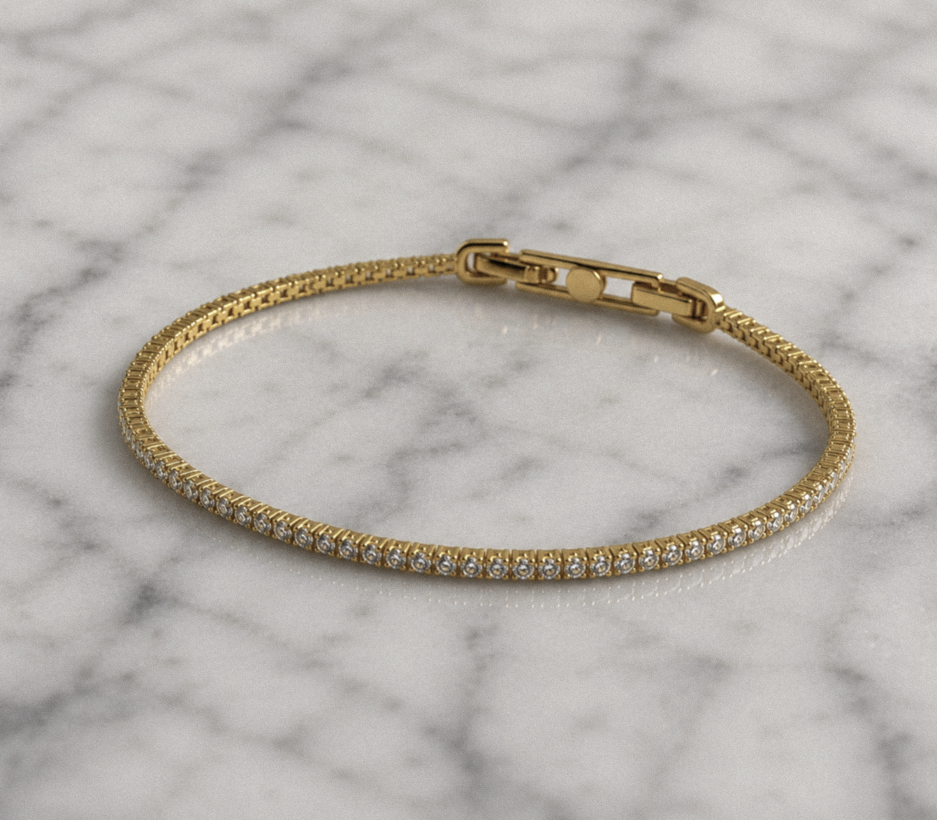 Diamonfire Yellow Gold Plated Sterling Silver Round Cut Zirconia Tennis Bracelet