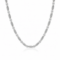 Silver Cubic Zirconia Fancy Squared Chain 28–34"
