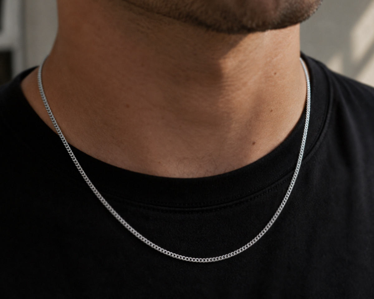 18ct White Gold Diamond-Cut Curb Chain  20” | Solid 6.4g Premium Necklace