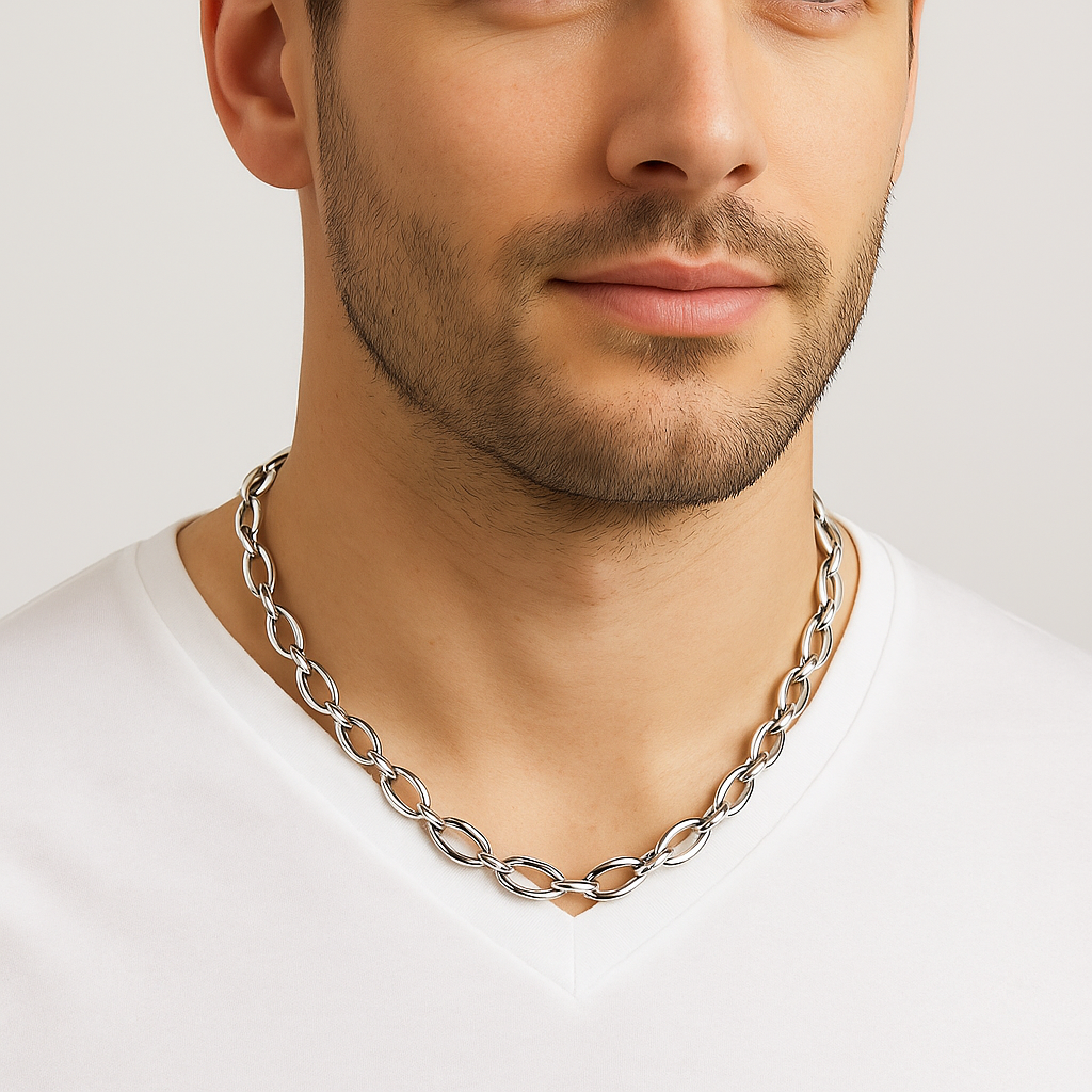 Premium Heavyweight Linked Chain Necklace in Sterling Silver – 41cm. PRE ORDER