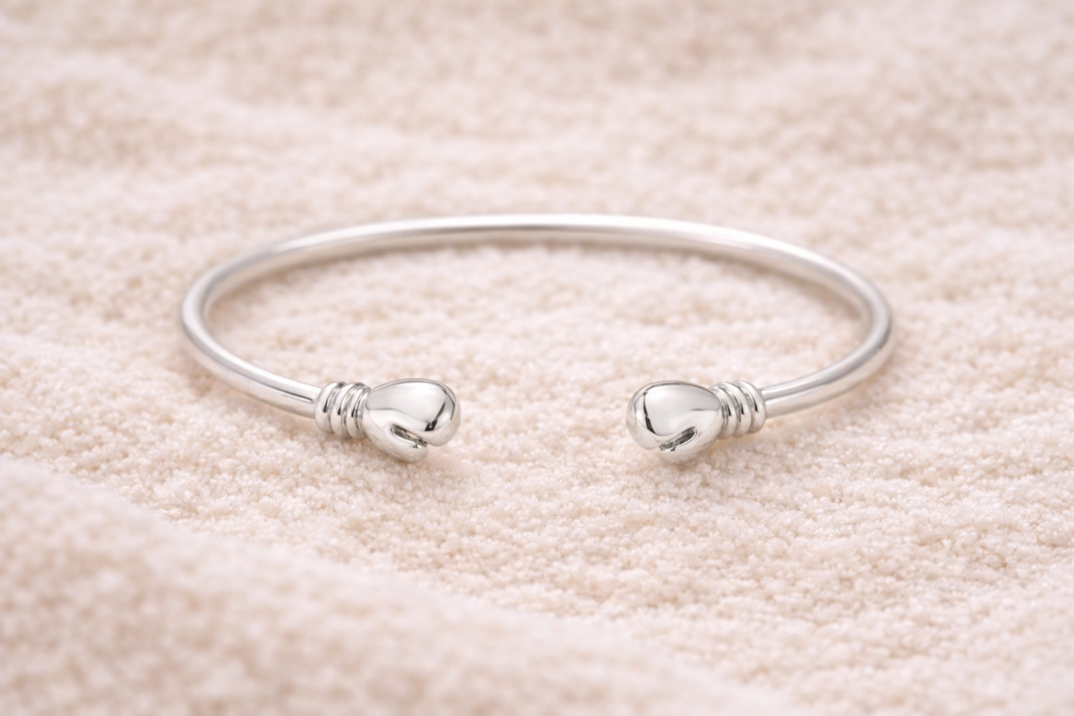 Sterling Silver “Future Champion” Baby Boxing Glove Bangle