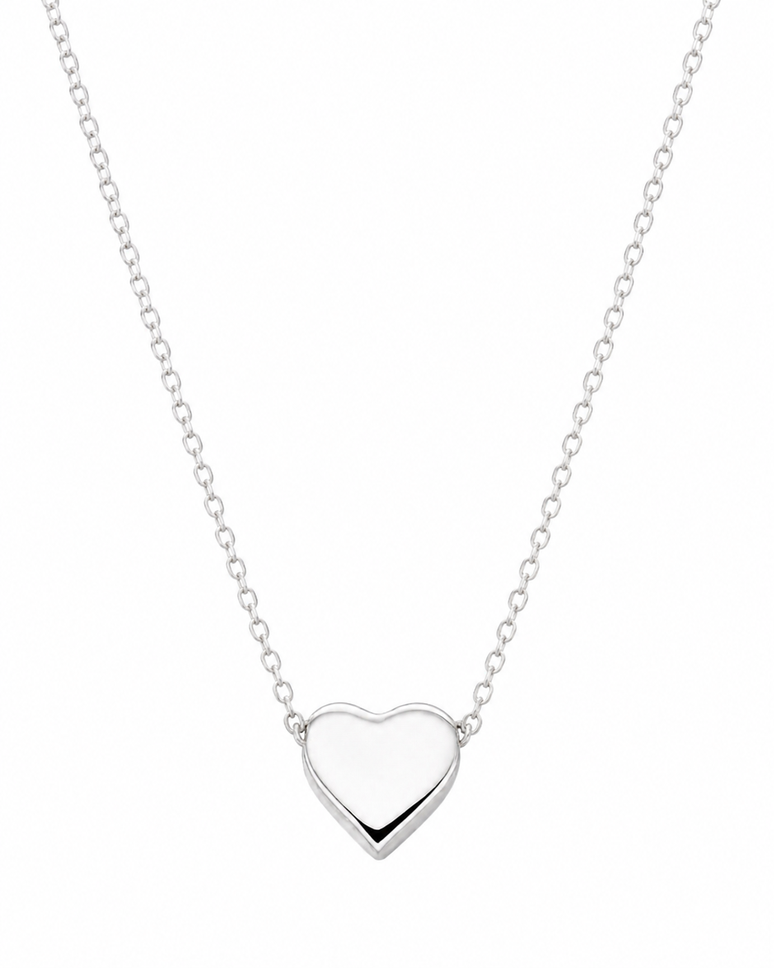 Sterling Silver Heart Pendant Necklace – Polished Love Necklace (42–44cm Adjustable)