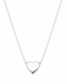 Sterling Silver Heart Pendant Necklace – Polished Love Necklace (42–44cm Adjustable)