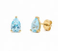 9ct Yellow Gold Pear Cut Blue Topaz Stud Earrings