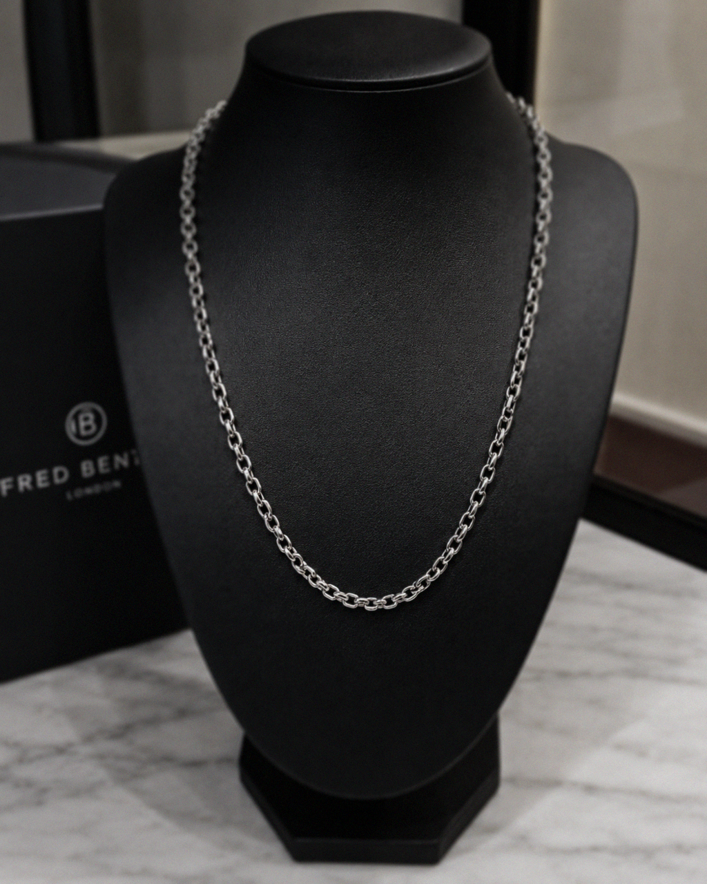 Fred Bennett Stainless Steel Cable Chain Necklace 50–55cm