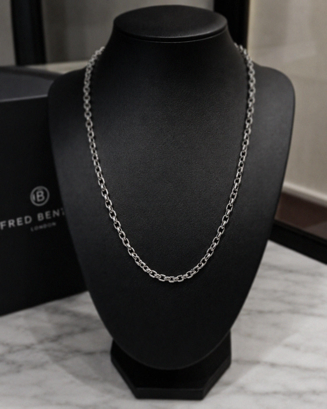 Fred Bennett Stainless Steel Cable Chain Necklace 50–55cm