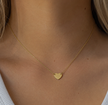 9ct Yellow Gold Plain Heart Necklace 16 Inch