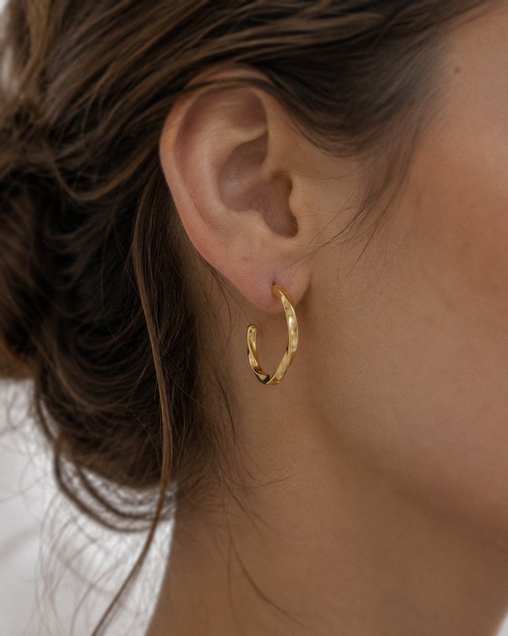 Twisted 3/4 Hoop Earrings in Gold Plated Sterling Silver