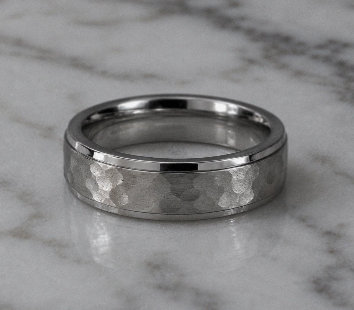 Fred Bennett Stainless Steel Hammered Finish Band Ring