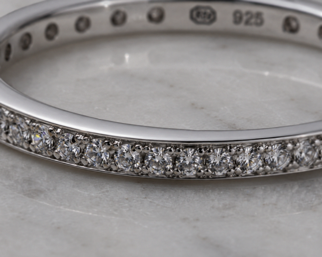 Sterling Silver Cubic Zirconia Pavé Eternity Ring
