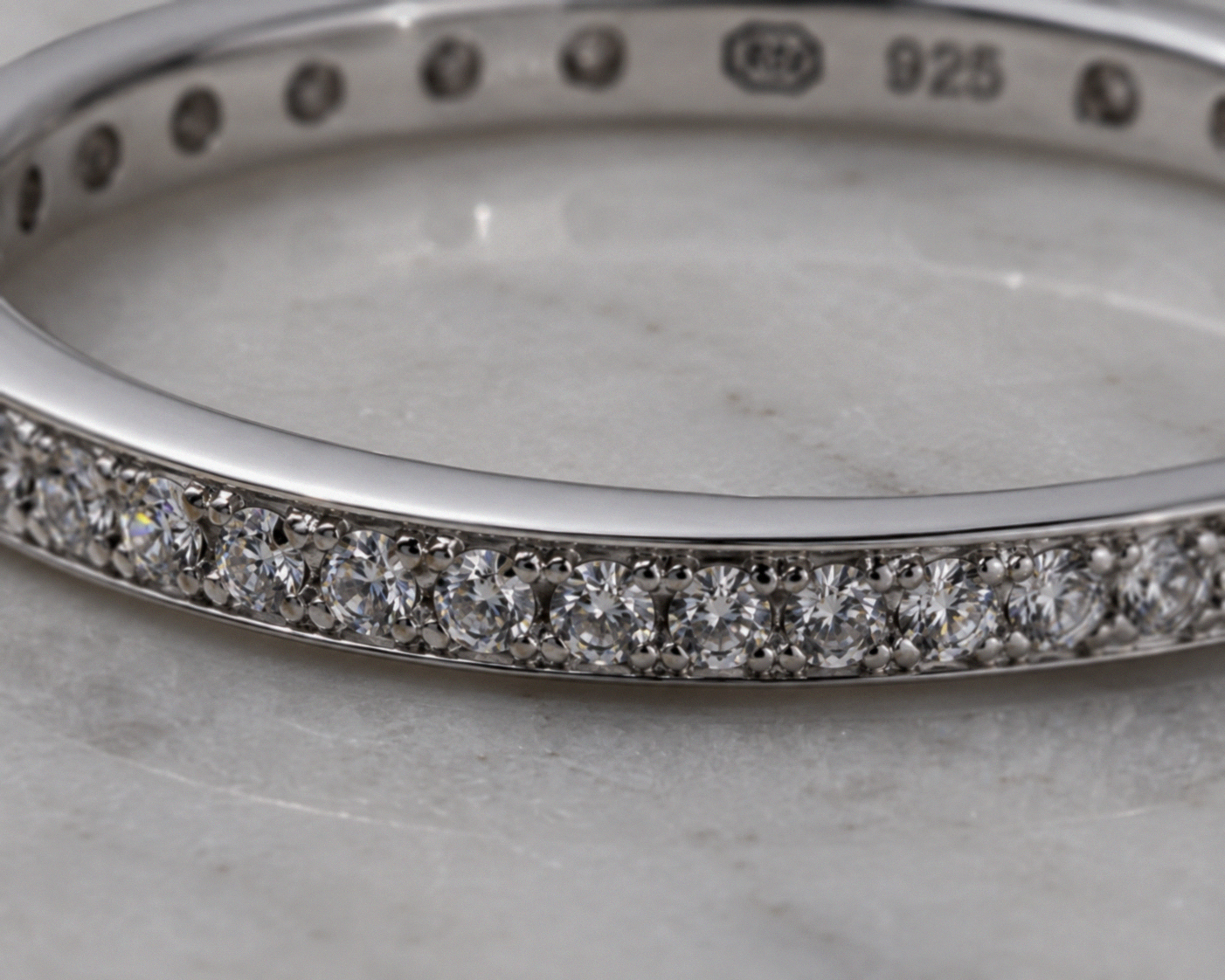 Sterling Silver Cubic Zirconia Pavé Eternity Ring