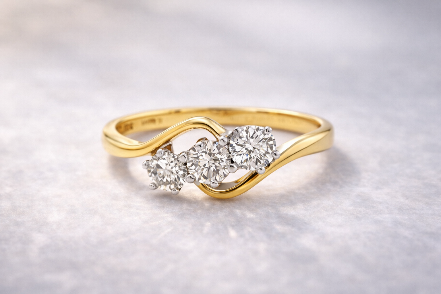 18ct Two-Tone Gold 1.00ct Diamond Swirl Trilogy Engagement Ring