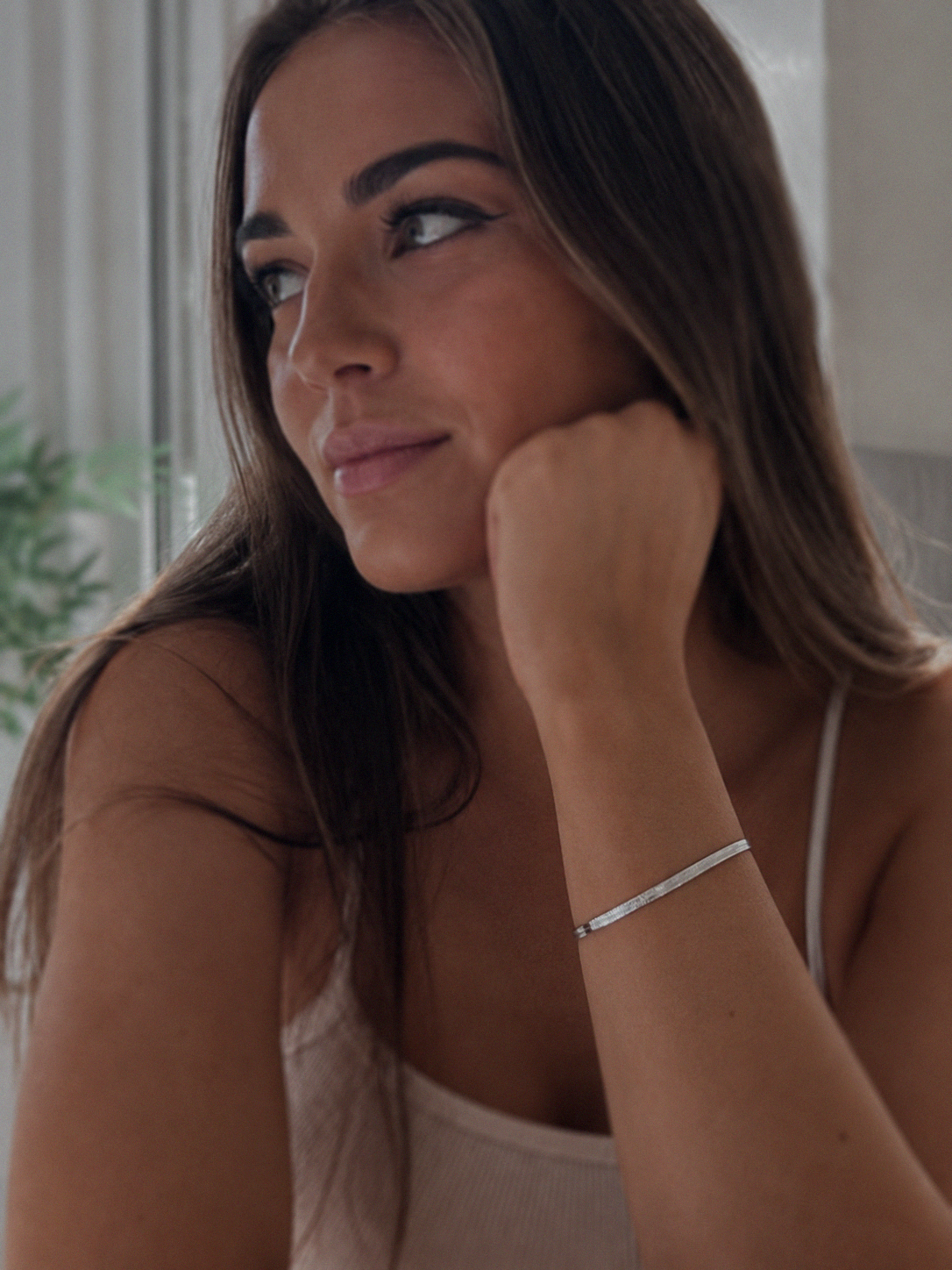 Sterling Silver HerringboneBracelet 3.5mm | Flat Snake Chain Bracelet