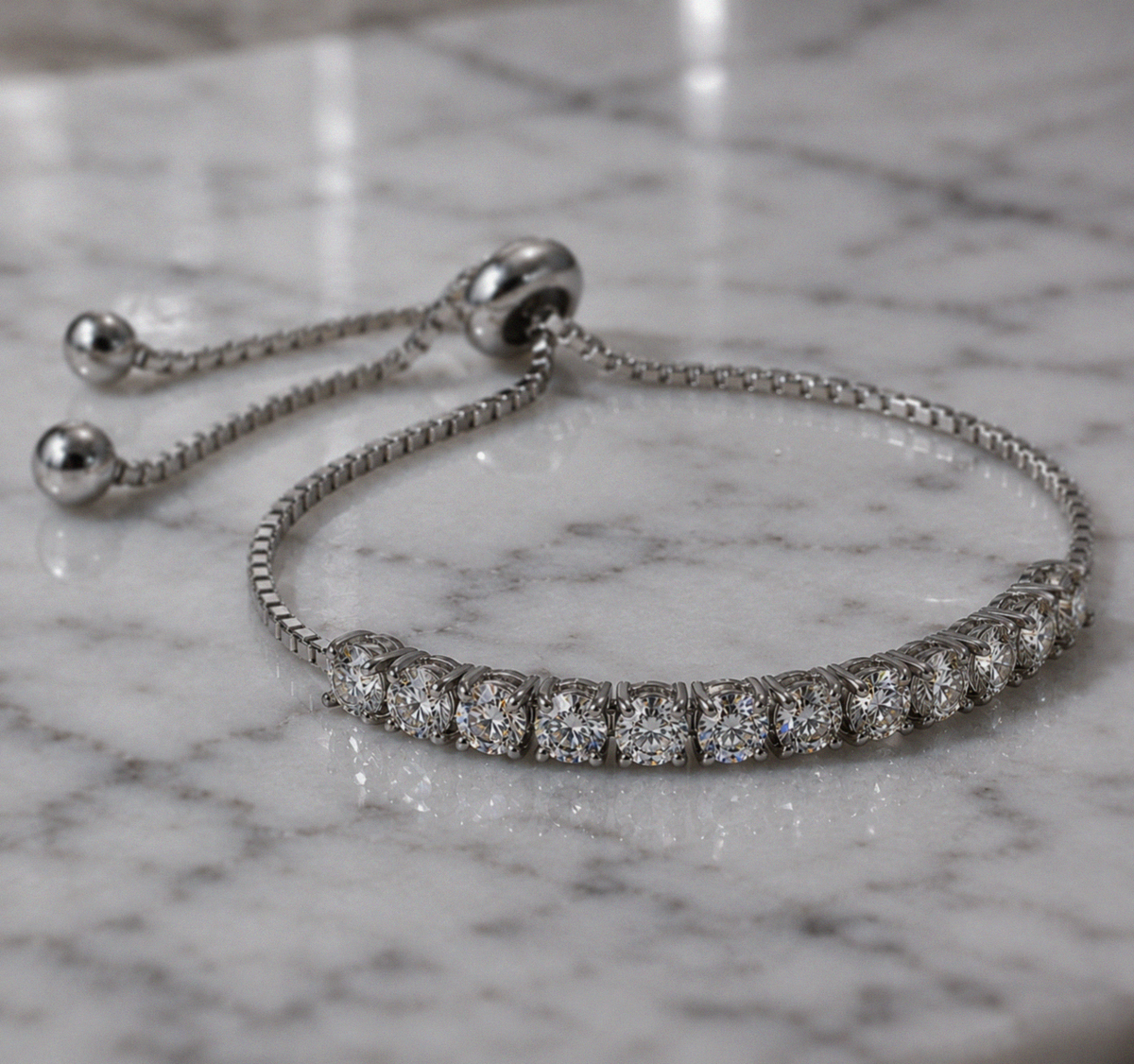 Sterling Silver Moissanite Half Tennis Slider Bracelet