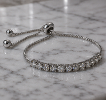 Sterling Silver Moissanite Half Tennis Slider Bracelet