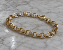 Men’s 9ct Yellow Gold Cubic Zirconia Belcher Bracelet 8.5 Inch