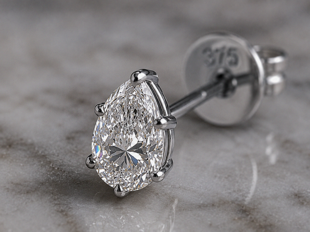 9ct White Gold Pear Cut Lab-Grown Diamond Stud Earrings