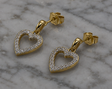 Diamonfire 24ct Gold-Plated Sterling Silver CZ Heart Drop Earrings