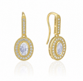 Elements Gold 9ct Yellow Gold Blue Moonstone & White Topaz Drop Earrings